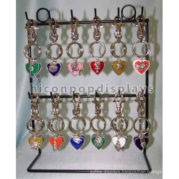 Unique Metal 2 Tier 12 Hooks Small Hanging Items Display Black Powdered Counter Key Chain Display